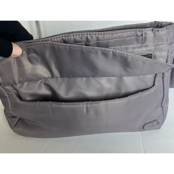 LUG Pacer Versatile Studded Gray Travel Crossbody Organization Purse Shoulderbag - Picture 6 of 16